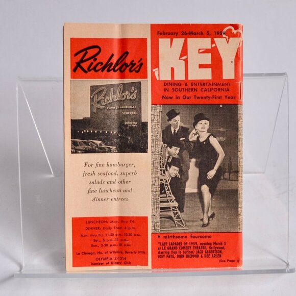Key Dining Entertainment Southern California Catalog 1959 Vintage - Picture 1 of 5